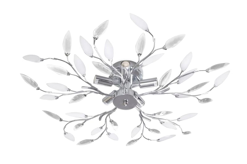 Gjennomsiktig og hvit taklampe/lysekrone 5 x E14-prer - Hvit/Transparent - Belysning - Innendørsbelysning & Lamper - Taklampe - Krystallkrone & takkrone