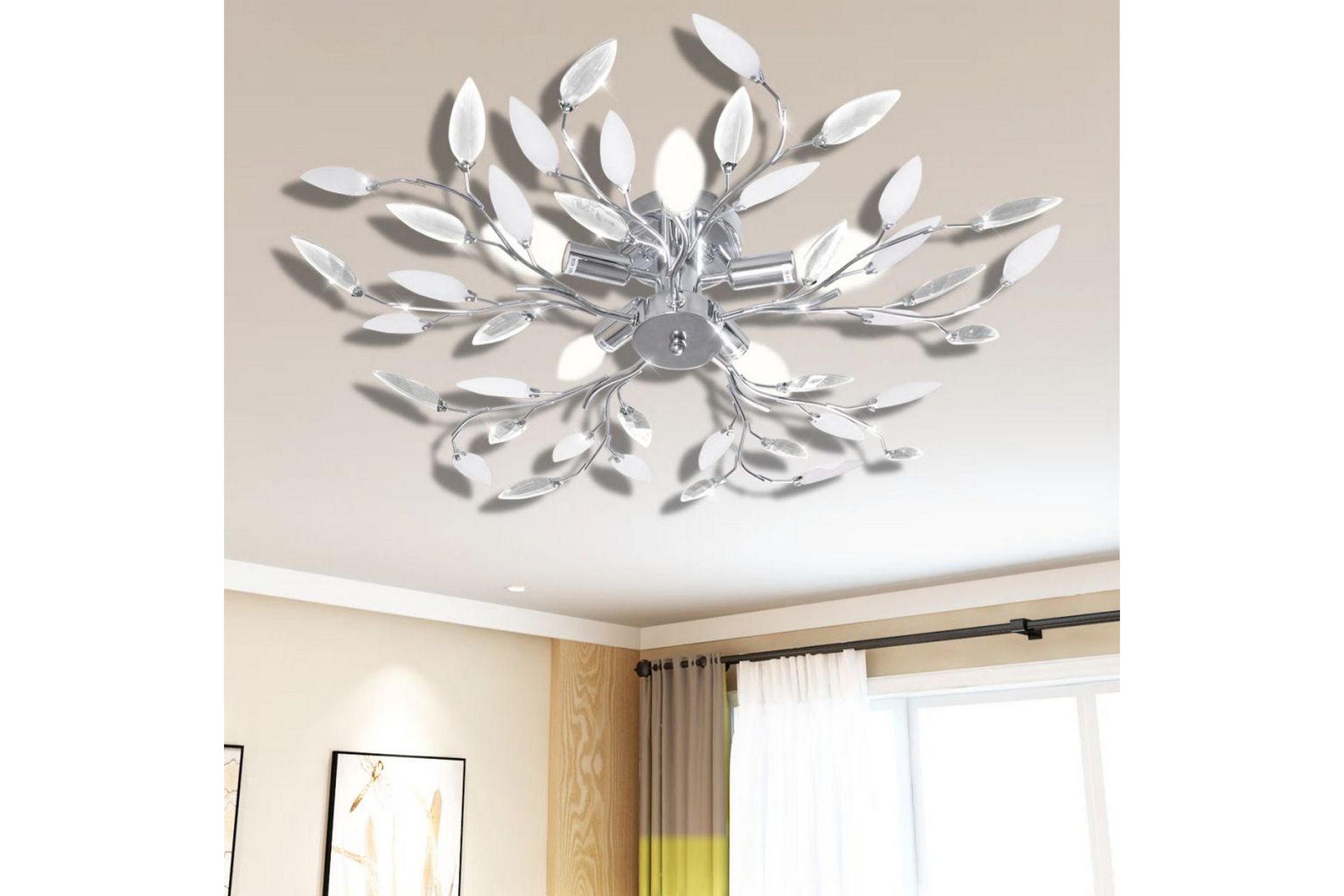 Gjennomsiktig og hvit taklampe/lysekrone 5 x E14-prer - Hvit/Transparent - Belysning - Innendørsbelysning & Lamper - Taklampe - Krystallkrone & takkrone