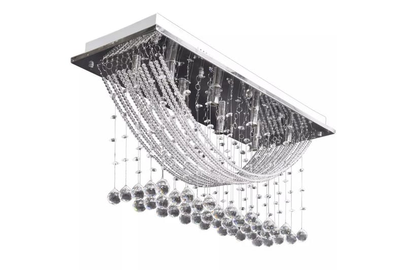 Hvit taklampe med glitrende glasskrystalperler 8 x G9 29 cm - Belysning - Innendørsbelysning & Lamper - Taklampe - Krystallkrone & takkrone