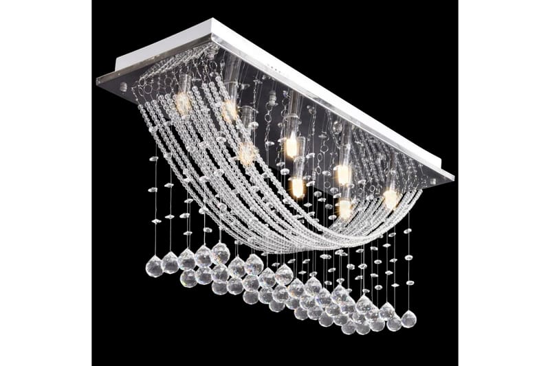 Hvit taklampe med glitrende glasskrystalperler 8 x G9 29 cm - Krystallkrone & takkrone - Stuelampe - Soveromslampe
