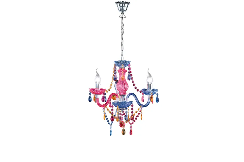 Lüster  Lysekrone 5xE14 flerfarget, Flerfarget