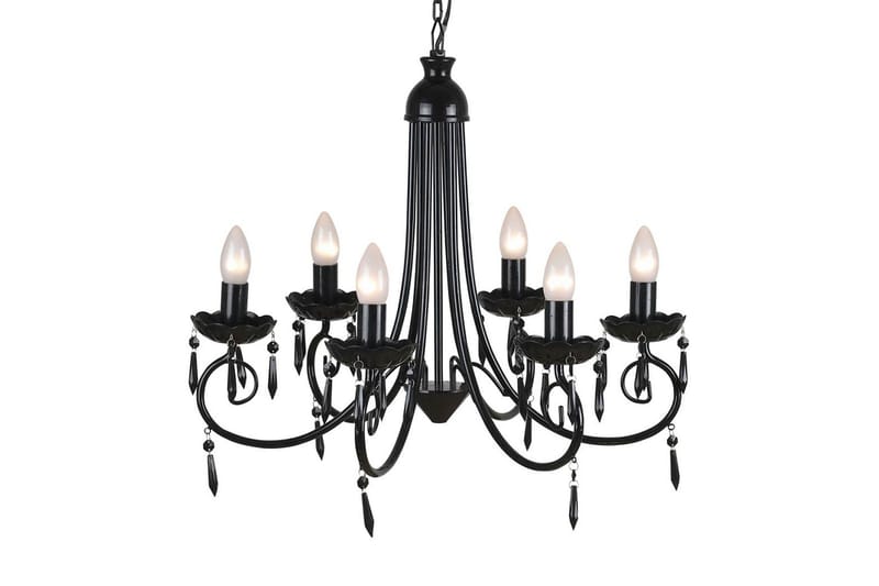 Lysekrone 6-armet svart - Svart - Belysning - Innendørsbelysning & Lamper - Taklampe - Krystallkrone & takkrone