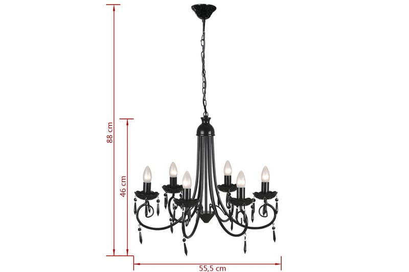 Lysekrone 6-armet svart - Svart - Belysning - Innendørsbelysning & Lamper - Taklampe - Krystallkrone & takkrone
