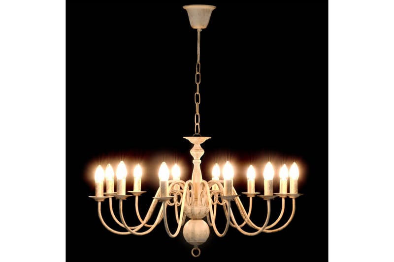 Lysekrone antikk hvit 12 x E14 lysprer - Hvit - Belysning - Innendørsbelysning & Lamper - Taklampe - Krystallkrone & takkrone