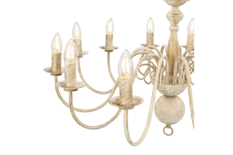 Lysekrone antikk hvit 12 x E14 lysprer - Hvit - Belysning - Innendørsbelysning & Lamper - Taklampe - Krystallkrone & takkrone