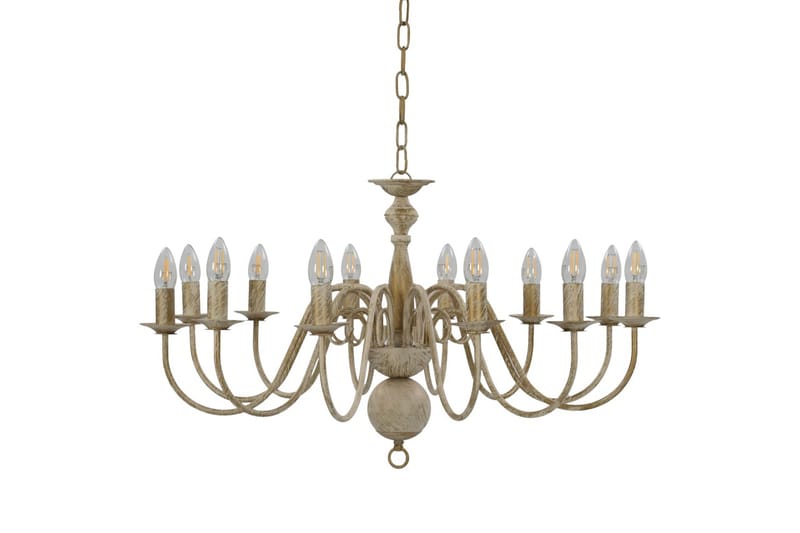 Lysekrone antikk hvit 12 x E14 lysprer - Hvit - Belysning - Innendørsbelysning & Lamper - Taklampe - Krystallkrone & takkrone