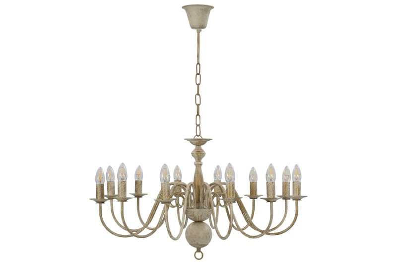 Lysekrone antikk hvit 12 x E14 lysprer - Hvit - Belysning - Innendørsbelysning & Lamper - Taklampe - Krystallkrone & takkrone