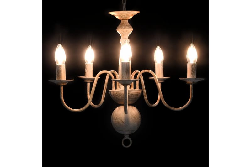 Lysekrone antikk hvit 5 x E14 lysprer - Hvit - Belysning - Innendørsbelysning & Lamper - Taklampe - Krystallkrone & takkrone