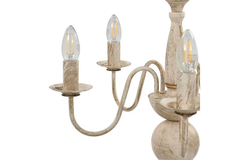 Lysekrone antikk hvit 5 x E14 lysprer - Hvit - Belysning - Innendørsbelysning & Lamper - Taklampe - Krystallkrone & takkrone