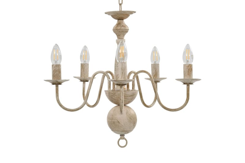 Lysekrone antikk hvit 5 x E14 lysprer - Hvit - Belysning - Innendørsbelysning & Lamper - Taklampe - Krystallkrone & takkrone