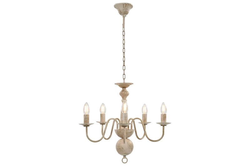 Lysekrone antikk hvit 5 x E14 lysprer - Hvit - Belysning - Innendørsbelysning & Lamper - Taklampe - Krystallkrone & takkrone