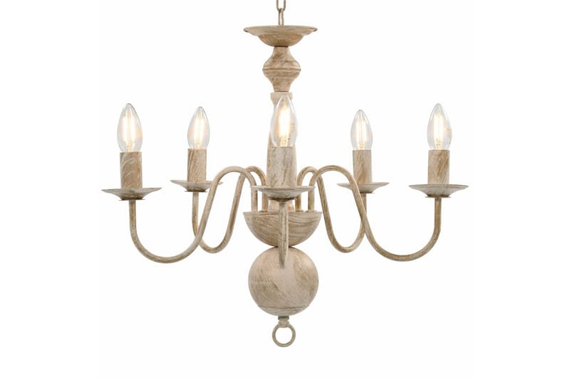 Lysekrone antikk hvit 5 x E14 lysprer - Hvit - Belysning - Innendørsbelysning & Lamper - Taklampe - Krystallkrone & takkrone
