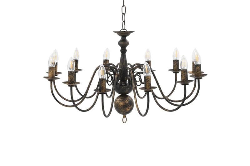 Lysekrone antikk svart 12 x E14 lysprer - Svart - Belysning - Innendørsbelysning & Lamper - Taklampe - Krystallkrone & takkrone
