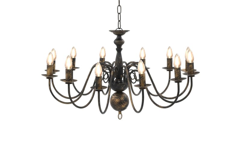 Lysekrone antikk svart 12 x E14 lysprer - Svart - Belysning - Innendørsbelysning & Lamper - Taklampe - Krystallkrone & takkrone