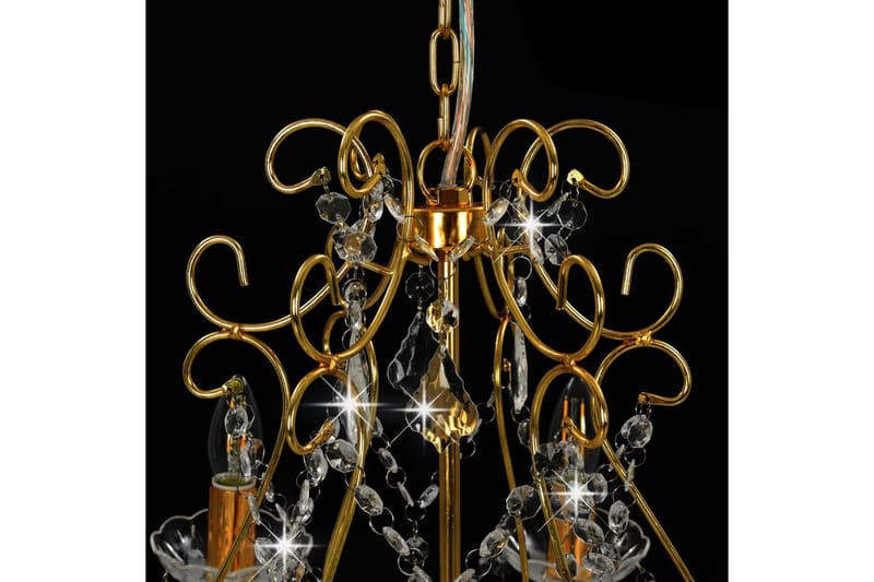 Lysekrone med krystallperler gyllen rund 6 x E14 - Gull - Belysning - Innendørsbelysning & Lamper - Taklampe - Krystallkrone & takkrone