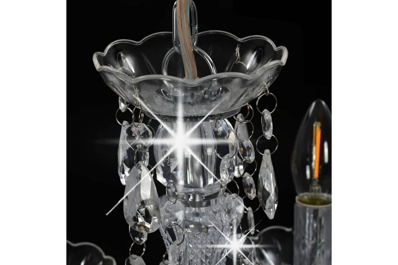 Lysekrone med krystallperler sølv rund 5 x E14 - Silver - Belysning - Innendørsbelysning & Lamper - Taklampe - Krystallkrone & takkrone