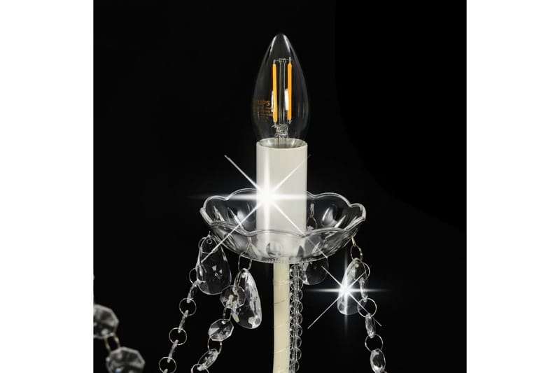 Lysekrone med perler hvit 8 x E14 prer - Hvit - Belysning - Innendørsbelysning & Lamper - Taklampe - Krystallkrone & takkrone