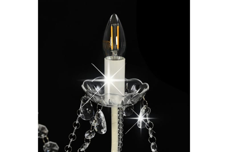 Lysekrone med perler hvit 8 x E14 prer - Hvit - Krystallkrone & takkrone - Stuelampe - Soveromslampe