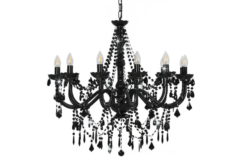 Lysekrone med perler svart 12 x E14 prer - Svart - Belysning - Innendørsbelysning & Lamper - Taklampe - Krystallkrone & takkrone