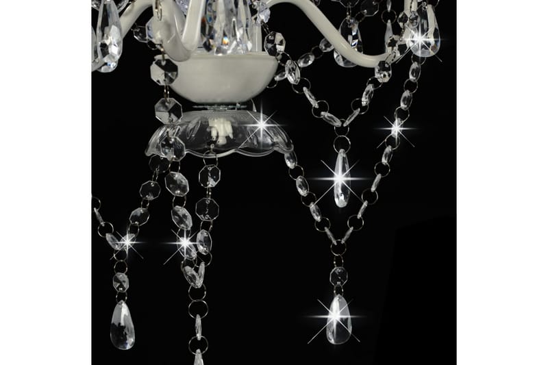 Lysekrone med perler hvit rund 3 x E14 - Hvit - Belysning - Innendørsbelysning & Lamper - Taklampe - Krystallkrone & takkrone