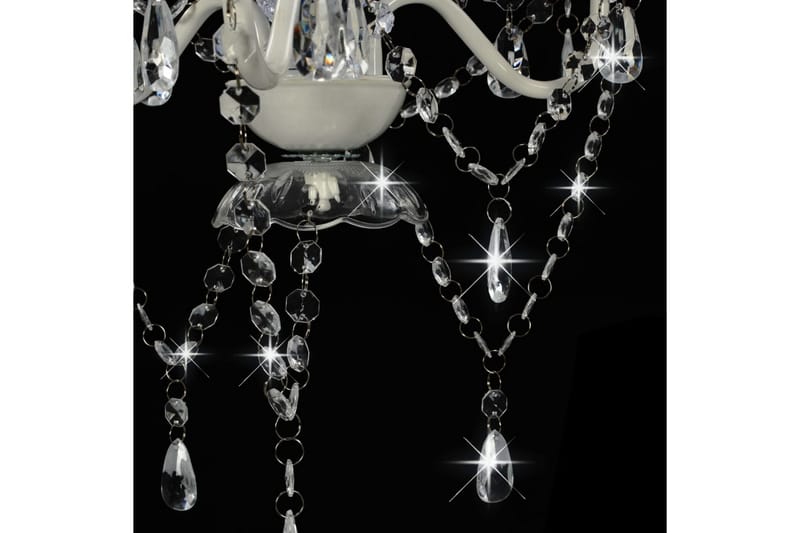 Lysekrone med perler hvit rund 3 x E14 - Hvit - Krystallkrone & takkrone - Stuelampe - Soveromslampe