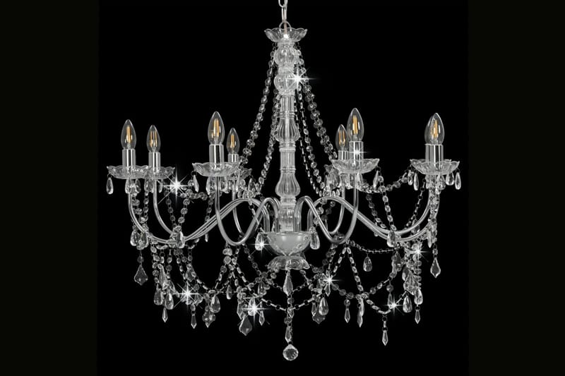 Lysekrone med perler sølv 8 x E14 prer - Silver - Belysning - Innendørsbelysning & Lamper - Taklampe - Krystallkrone & takkrone