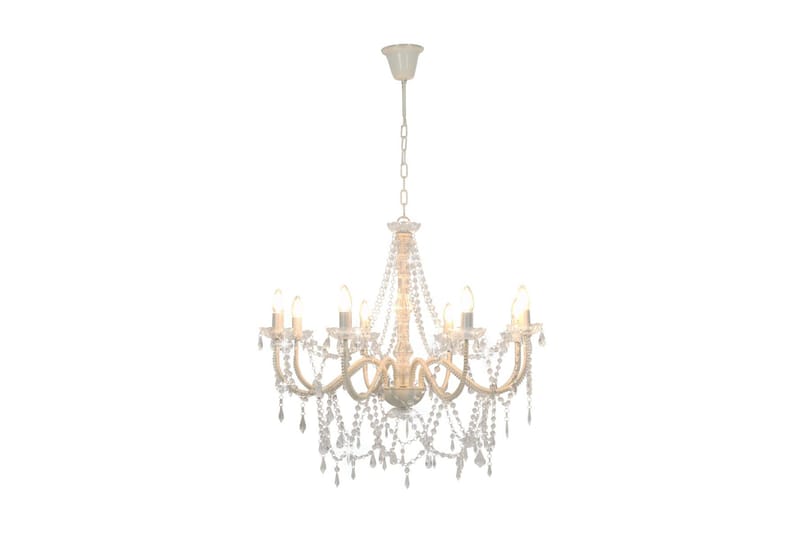 Lysekrone med perler hvit 8 x E14 prer - Hvit - Belysning - Innendørsbelysning & Lamper - Taklampe - Krystallkrone & takkrone