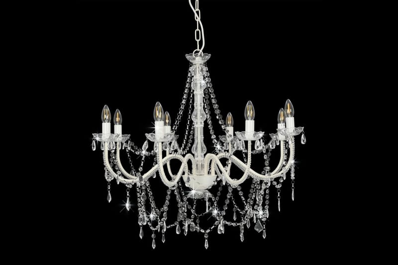 Lysekrone med perler hvit 8 x E14 prer - Hvit - Belysning - Innendørsbelysning & Lamper - Taklampe - Krystallkrone & takkrone