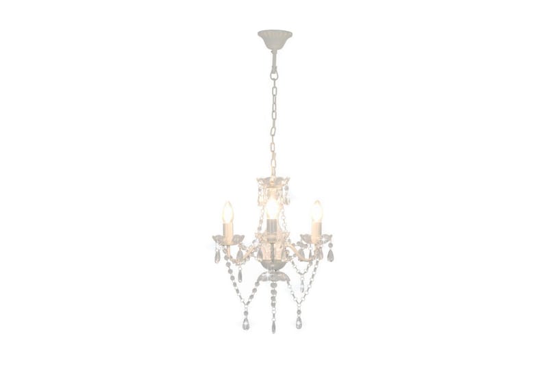 Lysekrone med perler hvit rund 3 x E14 - Hvit - Belysning - Innendørsbelysning & Lamper - Taklampe - Krystallkrone & takkrone