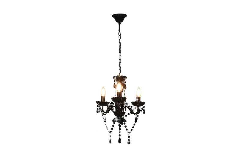 Lysekrone med perler svart rund 3 x E14 - Svart - Belysning - Innendørsbelysning & Lamper - Taklampe - Krystallkrone & takkrone
