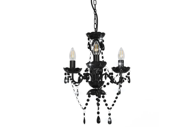 Lysekrone med perler svart rund 3 x E14 - Svart - Belysning - Innendørsbelysning & Lamper - Taklampe - Krystallkrone & takkrone