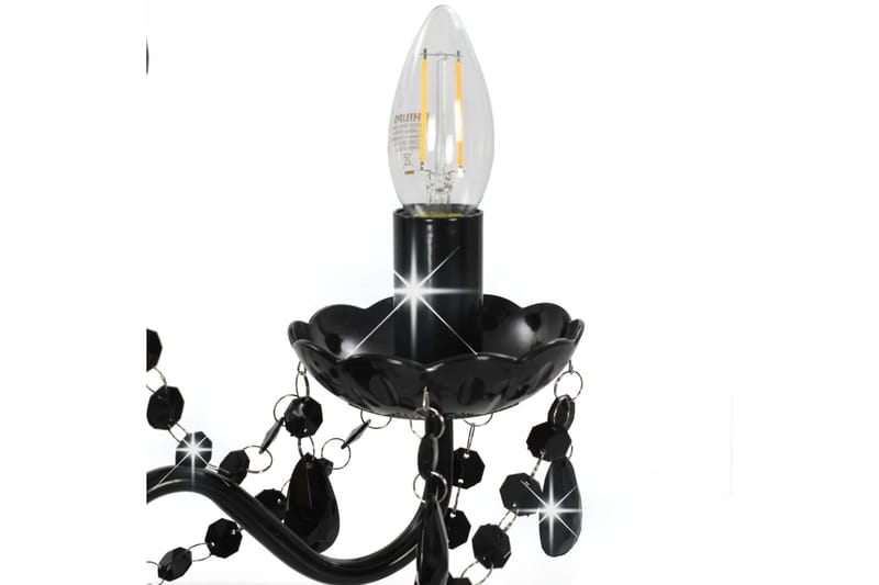 Lysekrone med perler svart rund 3 x E14 - Svart - Belysning - Innendørsbelysning & Lamper - Taklampe - Krystallkrone & takkrone