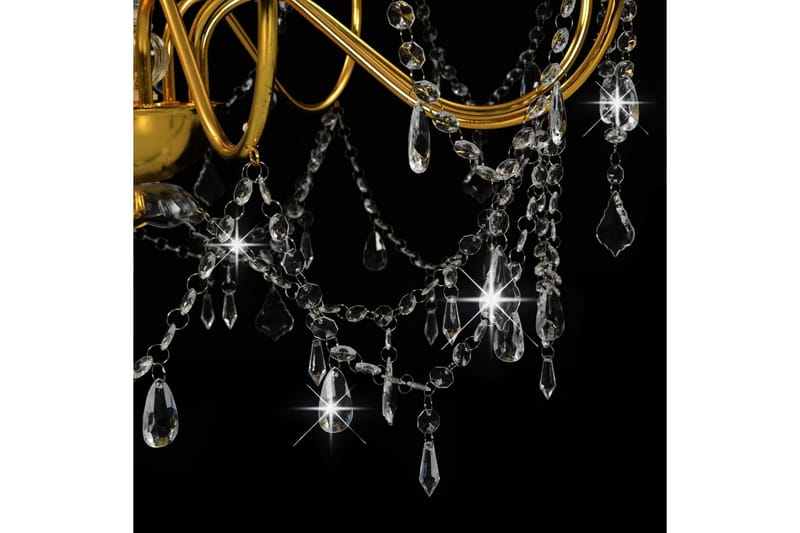 Lysekrone med perler gyllen 8 x E14 lysprer - Gull - Krystallkrone & takkrone - Stuelampe - Soveromslampe