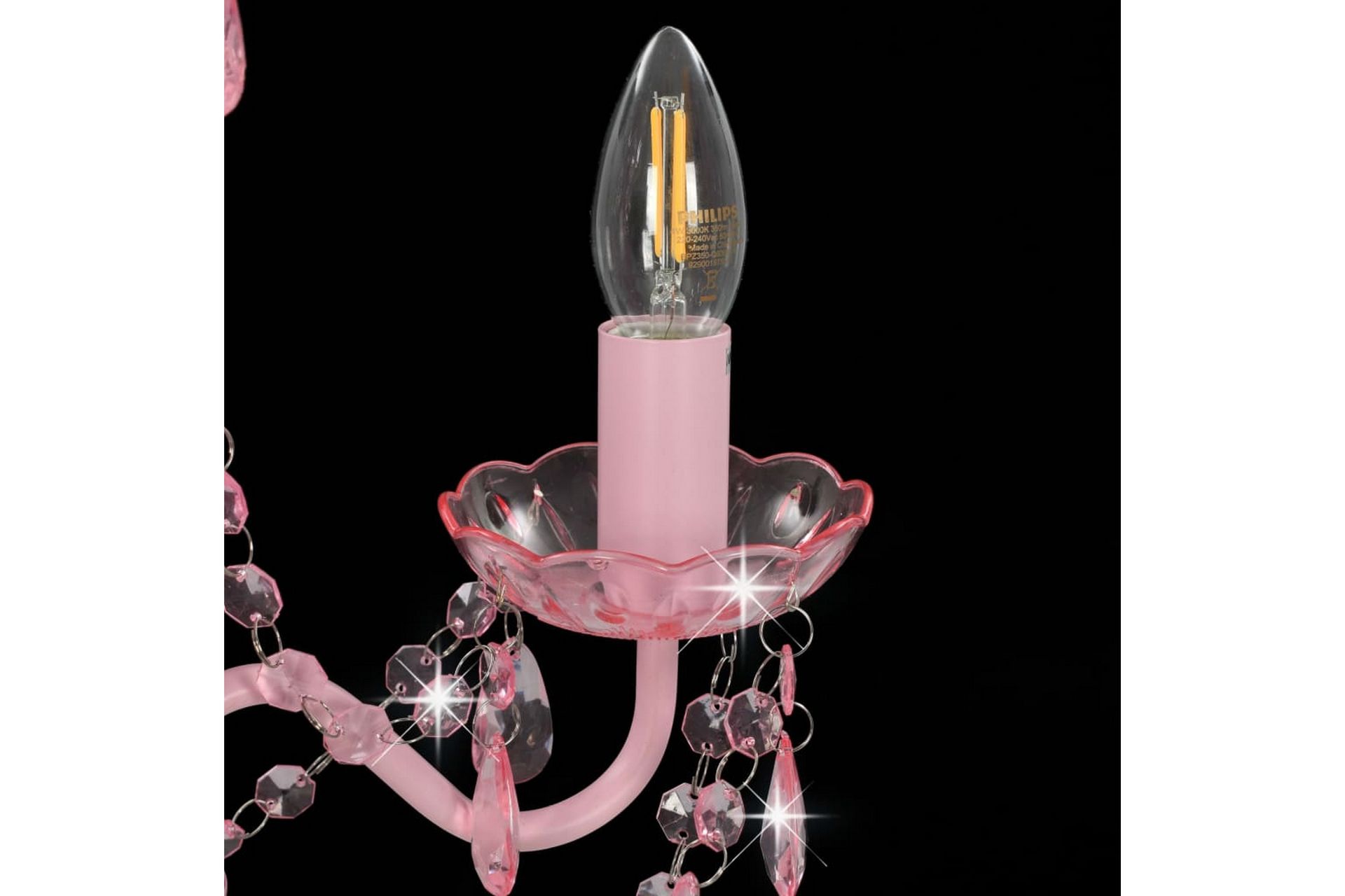 Lysekrone med perler rosa rund 3 x E14 - Rosa - Belysning - Innendørsbelysning & Lamper - Taklampe - Krystallkrone & takkrone