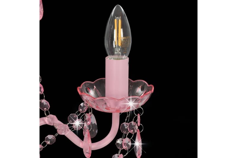 Lysekrone med perler rosa rund 3 x E14 - Rosa - Belysning - Innendørsbelysning & Lamper - Taklampe - Krystallkrone & takkrone