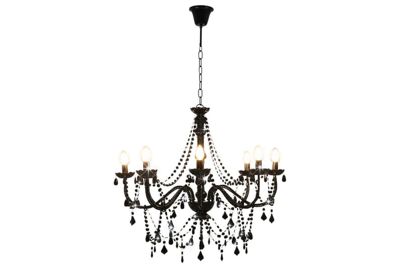 Lysekrone med perler svart 8 x E14 prer - Svart - Belysning - Innendørsbelysning & Lamper - Taklampe - Krystallkrone & takkrone