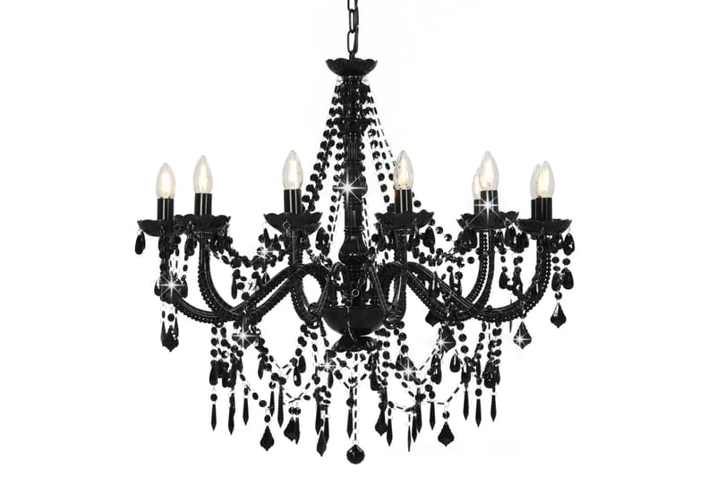 Lysekrone med perler svart 12 x E14 prer - Svart - Belysning - Innendørsbelysning & Lamper - Taklampe - Krystallkrone & takkrone