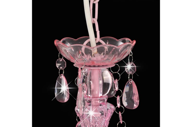 Lysekrone med perler rosa rund 3 x E14 - Rosa - Krystallkrone & takkrone - Stuelampe - Soveromslampe