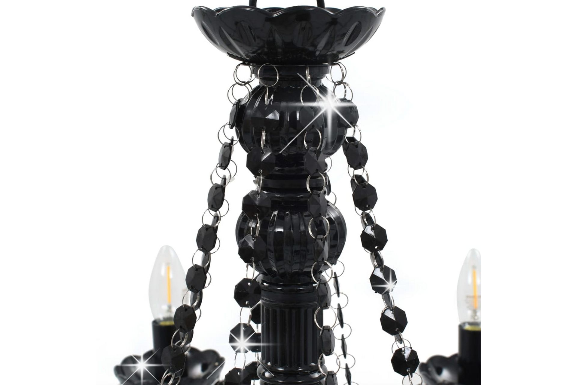Lysekrone med perler svart 8 x E14 prer - Svart - Belysning - Innendørsbelysning & Lamper - Taklampe - Krystallkrone & takkrone