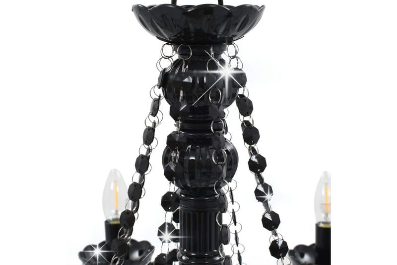 Lysekrone med perler svart 8 x E14 prer - Svart - Belysning - Innendørsbelysning & Lamper - Taklampe - Krystallkrone & takkrone