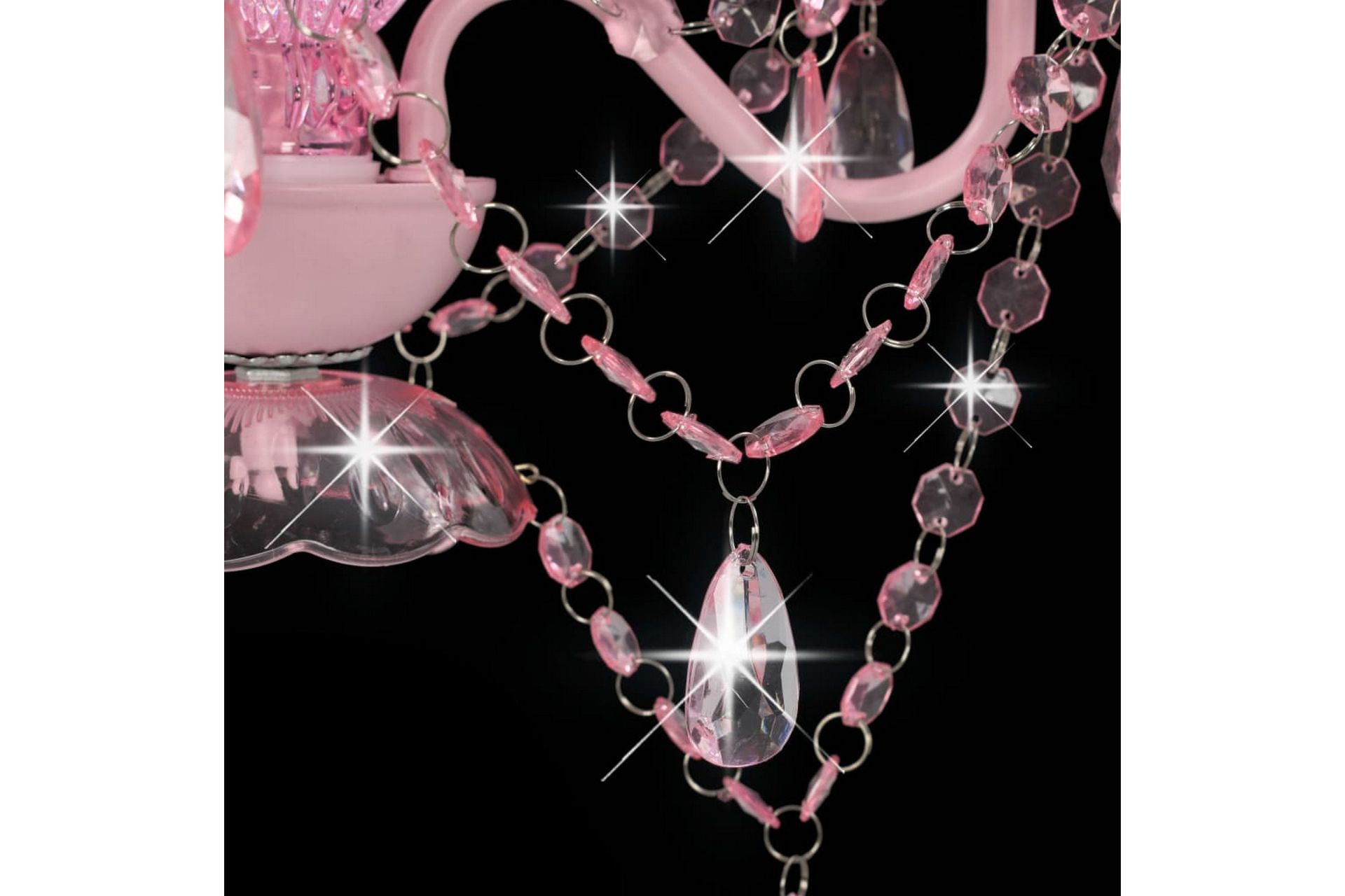 Lysekrone med perler rosa rund 3 x E14 - Rosa - Belysning - Innendørsbelysning & Lamper - Taklampe - Krystallkrone & takkrone