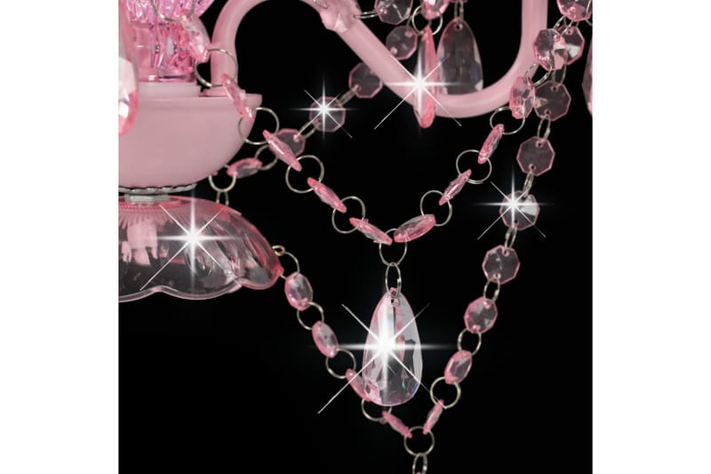 Lysekrone med perler rosa rund 3 x E14 - Rosa - Krystallkrone & takkrone - Stuelampe - Soveromslampe