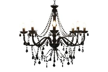 Lysekrone med perler svart 8 x E14 prer - Svart - Belysning - Innendørsbelysning & Lamper - Taklampe - Krystallkrone & takkrone