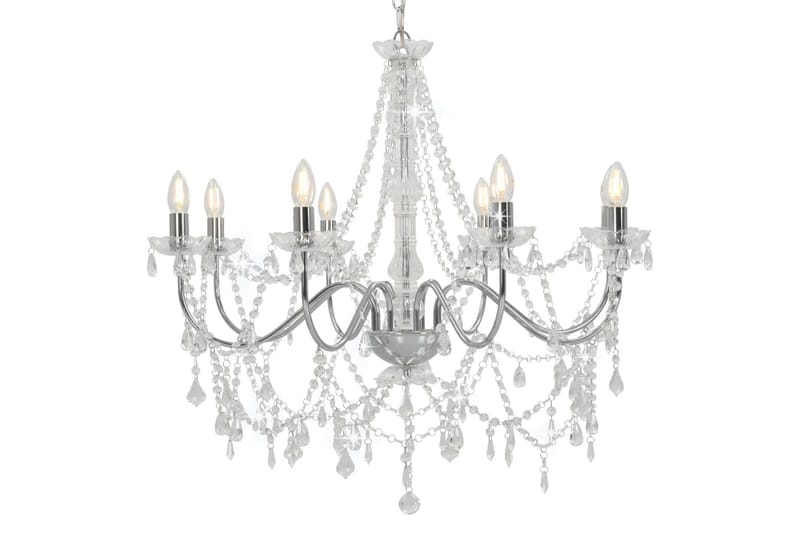 Lysekrone med perler sølv 8 x E14 prer - Silver - Belysning - Innendørsbelysning & Lamper - Taklampe - Krystallkrone & takkrone