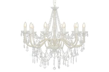 Lysekrone med perler hvit 12 x E14 prer - Hvit - Belysning - Innendørsbelysning & Lamper - Taklampe - Krystallkrone & takkrone