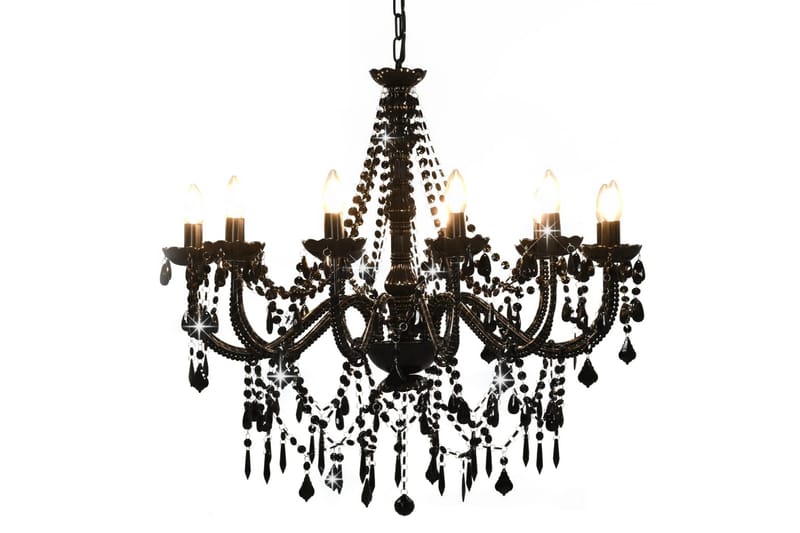 Lysekrone med perler svart 12 x E14 prer - Svart - Belysning - Innendørsbelysning & Lamper - Taklampe - Krystallkrone & takkrone