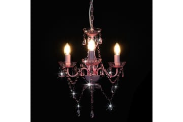 Lysekrone med perler rosa rund 3 x E14 - Rosa - Belysning - Innendørsbelysning & Lamper - Taklampe - Krystallkrone & takkrone