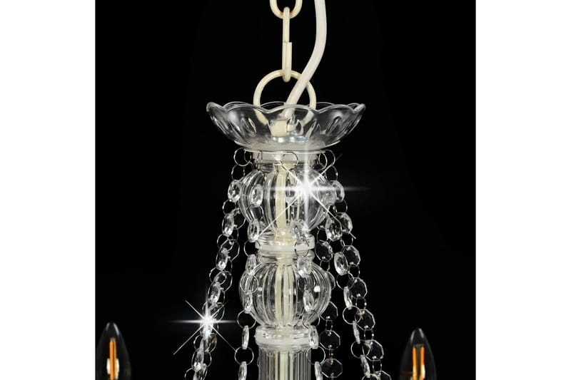 Lysekrone med perler hvit 8 x E14 prer - Hvit - Belysning - Innendørsbelysning & Lamper - Taklampe - Krystallkrone & takkrone