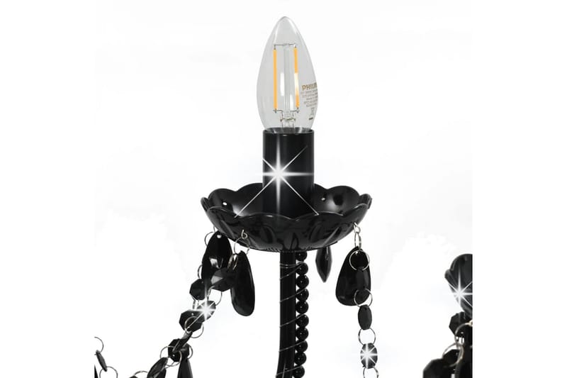 Lysekrone med perler svart 12 x E14 prer - Svart - Belysning - Innendørsbelysning & Lamper - Taklampe - Krystallkrone & takkrone