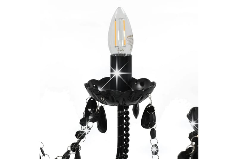 Lysekrone med perler svart 12 x E14 prer - Svart - Krystallkrone & takkrone - Stuelampe - Soveromslampe